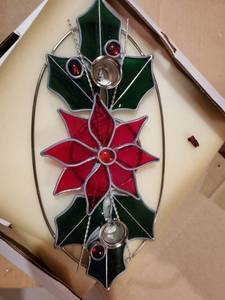 lot 8933 image: Holly Stained Glass Candle Holder