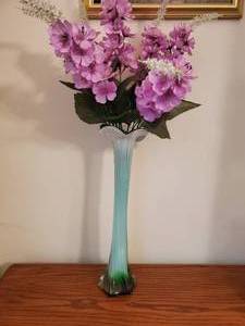 lot 7827 image: Dark Turquoise Blown Glass Vase