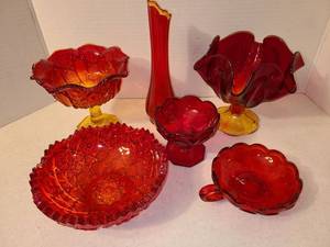 lot 1015 image: Amberina and Coin Glass Lot of 6 PC