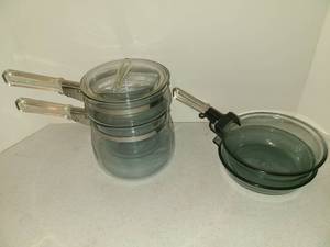 lot 1122 image: Pyrex Double Boiler Pan Sets