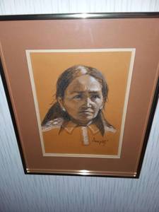 lot 1221 image: Native American Framed Art 14 x 11 in
