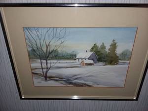 lot 1222 image: Cabin Framed Art 12 x 16 in