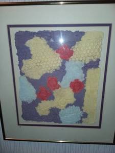 lot 1227 image: Textured Abstract Framed Art by Local Artist Judy Dove 18 x 16 in
