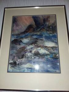lot 1233 image: Abstract Acrylic Framed Art 20 x 16 in