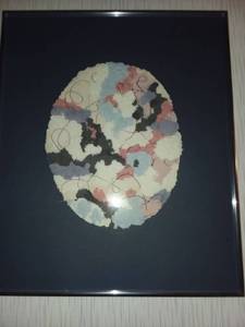 lot 1237 image: Oval Textured Framed Art by Local Artist Judy Dove 24 x 20 in