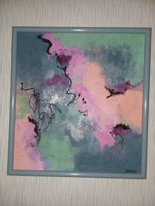 lot 1238 image: Untitled Acrylic Framed Art by Local Artist Judy Dove 21 x 19 in