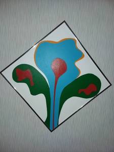 lot 1239 image: 70s Hard Edge and Flow Acrylic Framed Art by Local Artist Judy Dove 29 x 29 in