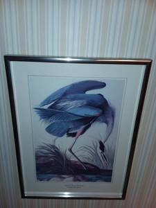 lot 1240 image: Great Blue Heron Framed Art 12 x 9 in