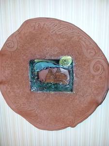 lot 1241 image: Clay Plate Wall Art 14 x 14 in