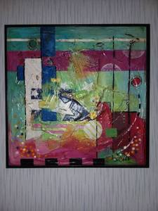 lot 1244 image: Summer Celebration Acrylic Wall Art by Sally Cobb 12 x 12 x 2 in
