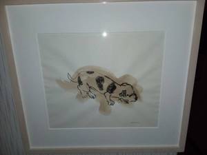lot 1246 image: Little Jackie Ink and Pastel Drawing by Sarah Hauser 14 x 15 in