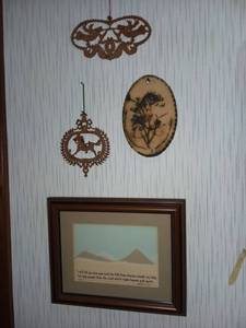 lot 1253 image: Wood Ornaments with Textured Scripture Framed Art 11 x 6 in