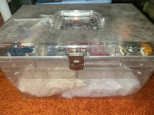 lot 2022 image: Clear Sewing Tote with Contents