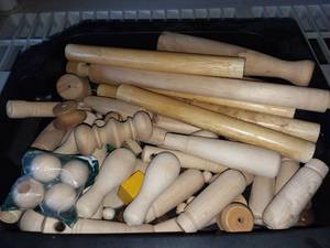 lot 3012 image: Various Wood Handles Dowels and Knobs
