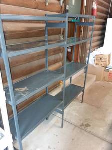 lot 3029 image: Metal Garage Shelves Gray 60 x 58 x 12 in
