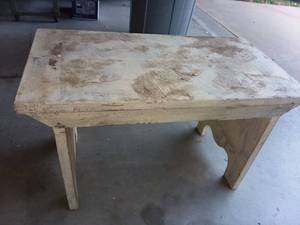 lot 3129 image: Wood Bench Stool 18 x 31 x 16 in