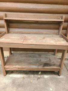 lot 4029 image: Gardening Table. 47 inches tall x 49 inches wide x 2 ft deep
