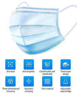 lot 10 image: Non-Medical Face Masks, 3 ply protection 50 masks