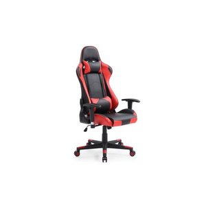 lot 2489 image: Hodedah Ultimate Gaming Chair with Headrest Pillow in Red