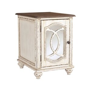 lot 2490 image: Realyn Chair Side End Table WhiteBrown - Signature Design by Ashley