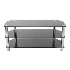 lot 2493 image: AVF TV Stand for up to 50 TVs, Black Glass, Chrome Legs