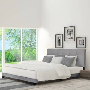 lot 2501 image: Furinno Laval Button Tufted Bed Frame, 12PC Slat Style, Glacier, Queen