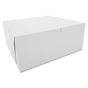 lot 2508 image: Southern Champion Tray 0987 Premium Clay Coated Kraft Paperboard White Non-Window Lock Corner Bakery Box, 12 Length x 12 Width x 5 Height (Case of 100)