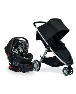lot 2510 image: Britax B-Lively Travel System with B-Safe Ultra Infant Car Seat, Cowmooflage - Birth to 55 Pounds