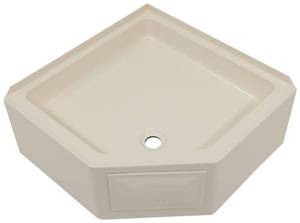 lot 2527 image: Better Bath 298087 Parchment 27 x 27 Corner Shower Pan with Center Drain