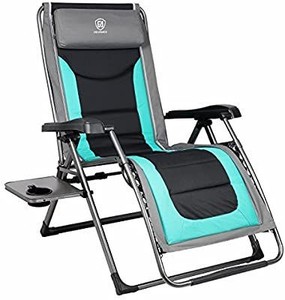 lot 2528 image: EVER ADVANCED Oversize XL Zero Gravity Recliner Padded Patio Lounger Chair with Adjustable Headrest Support 350lbs, Green