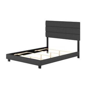 lot 2537 image: Rest Rite Vivian Black Linen Full Upholstered Platform Bed Frame