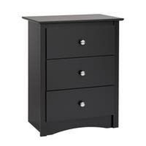 lot 2580 image: PrePac Three Drawer Tall Nightstand Table