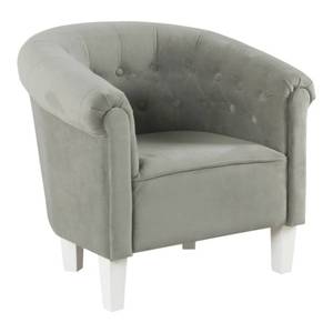 lot 11526 image: HomePop Kids Tufted Barrel Chair - Gray Velvet Retail $249.99