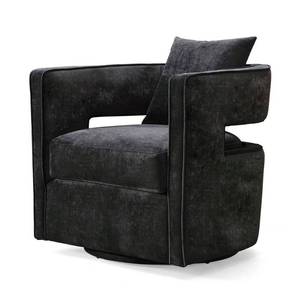 lot 11524 image: TOV Kennedy black swivel chair $500 Retail Value
