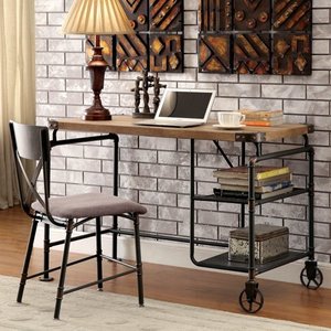 lot 11532 image: Furniture of America Wini Industrial Black 47-inch Solid Wood Desk Retail $261.24