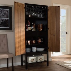 lot 11543 image: Mid-Century Two-Tone Wine Cabinet by Baxton Studio Retail $445.99