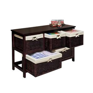 lot 11549 image: Badger Basket Five Basket Storage Unit with Wicker Baskets Retail $164.98