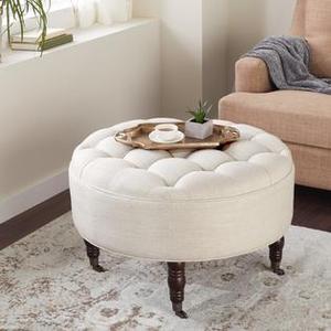 lot 11572 image: Abbyson Clarence Tufted Round Ottoman Retail $249.99