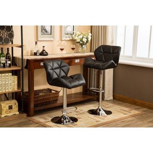 lot 11605 image: 1 Stool Glasgow Faux Leather Tufted Adjustable-height Bar Stool