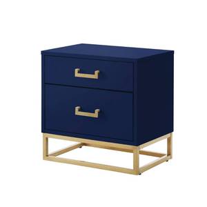 lot 11589 image: Inspired Home Emiliana 2 drawer High Gloss side table NavyGold Retail...$397.10