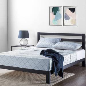 lot 11603 image: 10 inch Metal Platform Bed Wooden Slat SupportMattress Foundation (No Box Spring Needed) with headboard - Crown Comfort Retail $269.99