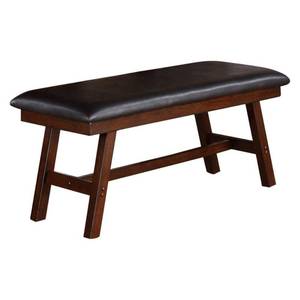 lot 11647 image: Rubber Wood Bench With Faux Leather Upholstery Large Brown Retail $176.99