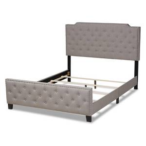 lot 11671 image: King Marion Fabric Upholstered Button Tufted Panel Bed GrayBlack - Baxton Studio