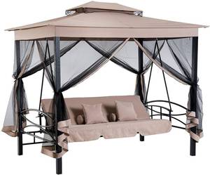 lot 11612 image: Outsunny 3 Person Outdoor Patio Daybed Gazebo Swing Chair Retail $499.49 Retail $499.49