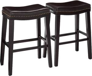 lot 11602 image: Christopher Knight Home Avondale 30 Brown Bonded Leather Backless Bar Stool (Set of 2) Retail Value $153.99