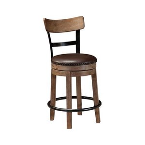 lot 11536 image: Ashley Furniture Signature Design - Pinnadel Swivel Barstool - Counter Height - Brown