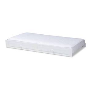 lot 11677 image: Twin Cintia Wood Bed with Trundle White - Baxton Studio