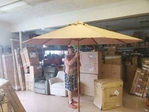 lot 11679 image: 3 meter hardwood pushup umbrella with 8 ribs and pulley
