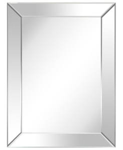lot 11686 image: Modern Beveled Rectangular Wall Mirror,Bathroom,Bedroom,Living Room,Ready to Hang - 30 in. x 1.24 in. x 40 in. Retail $250.00