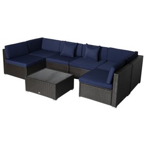 lot 11700 image: Incomplete Modern Rattan Wicker Outdoor Modular Sectional Patio Set